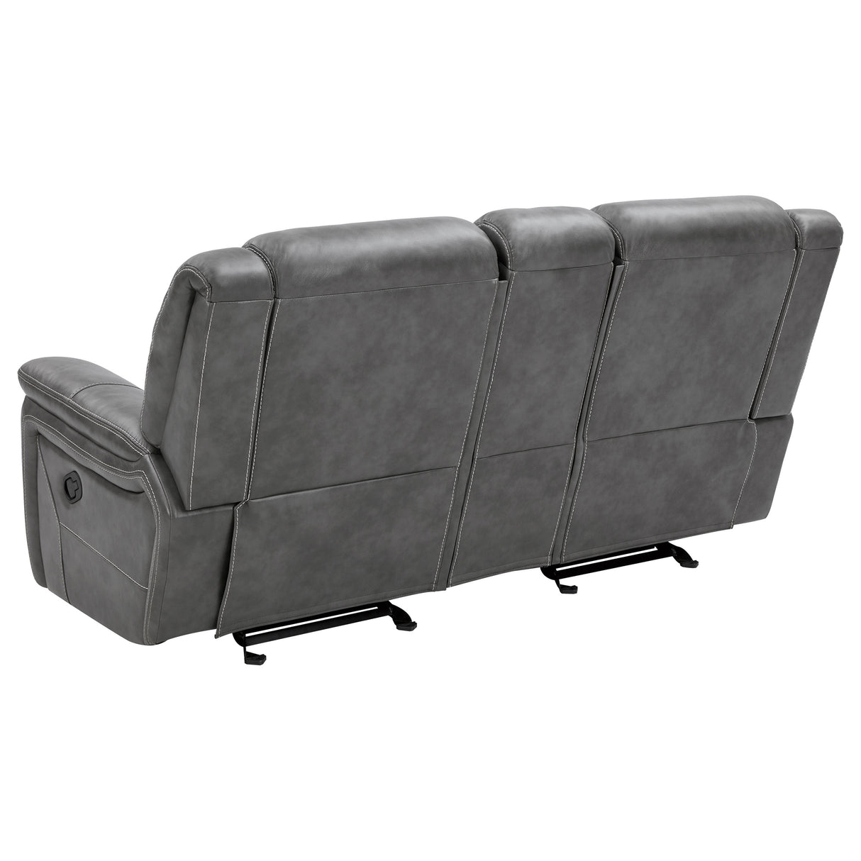 Conrad Upholstered Padded Arm Glider Loveseat in Grey