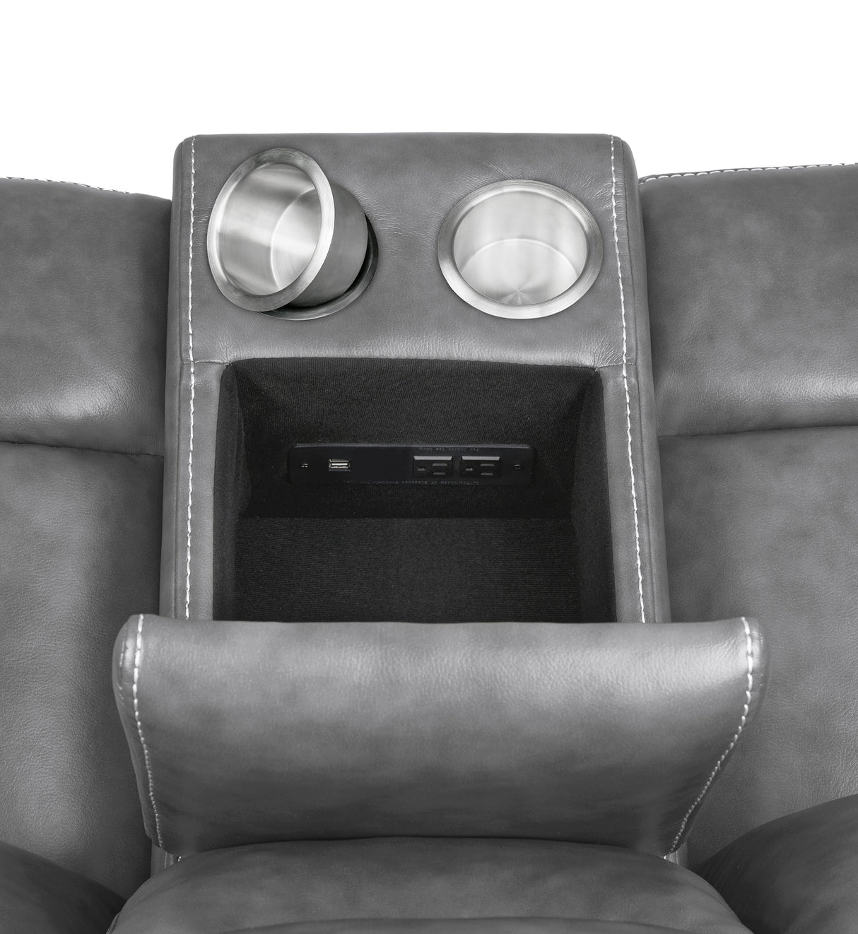 Conrad Upholstered Padded Arm Glider Loveseat in Grey