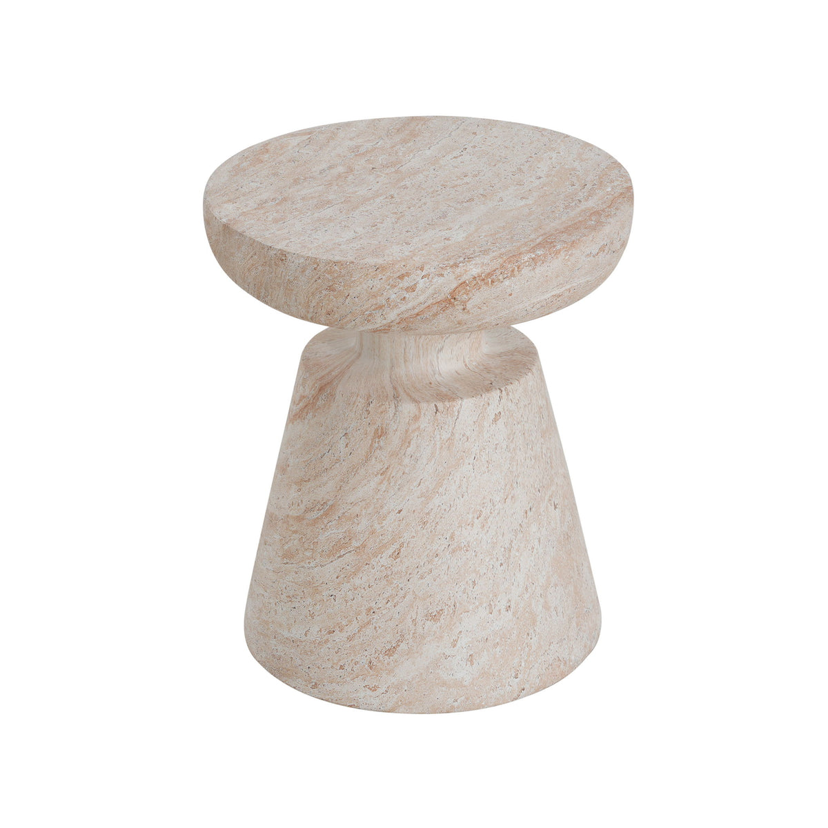 Outdoor / Indoor Lightweight Concrete Side Table, Travertine - Beige