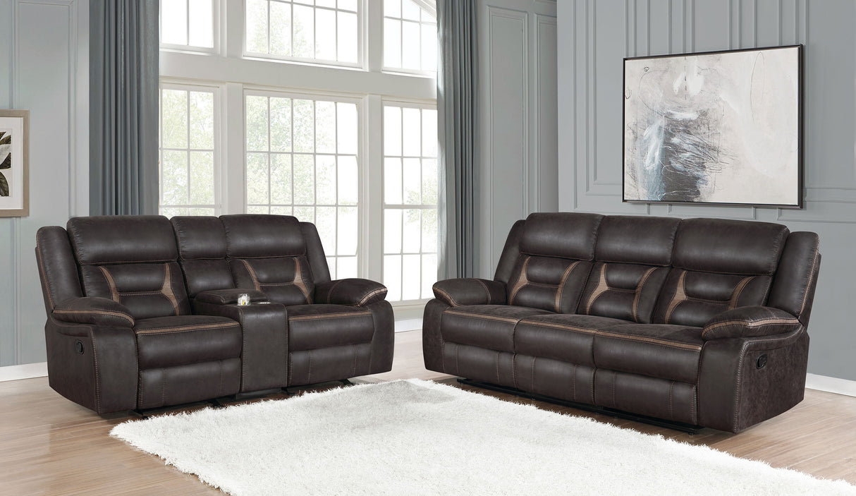 Greer 2-Piece Upholstered Reclining Sofa Set in Brown