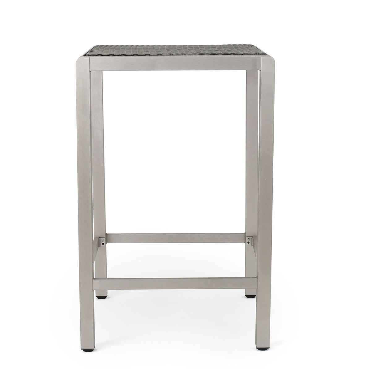 Outdoor 43" Aluminum Bar Table With Rattan Table Top - Gray