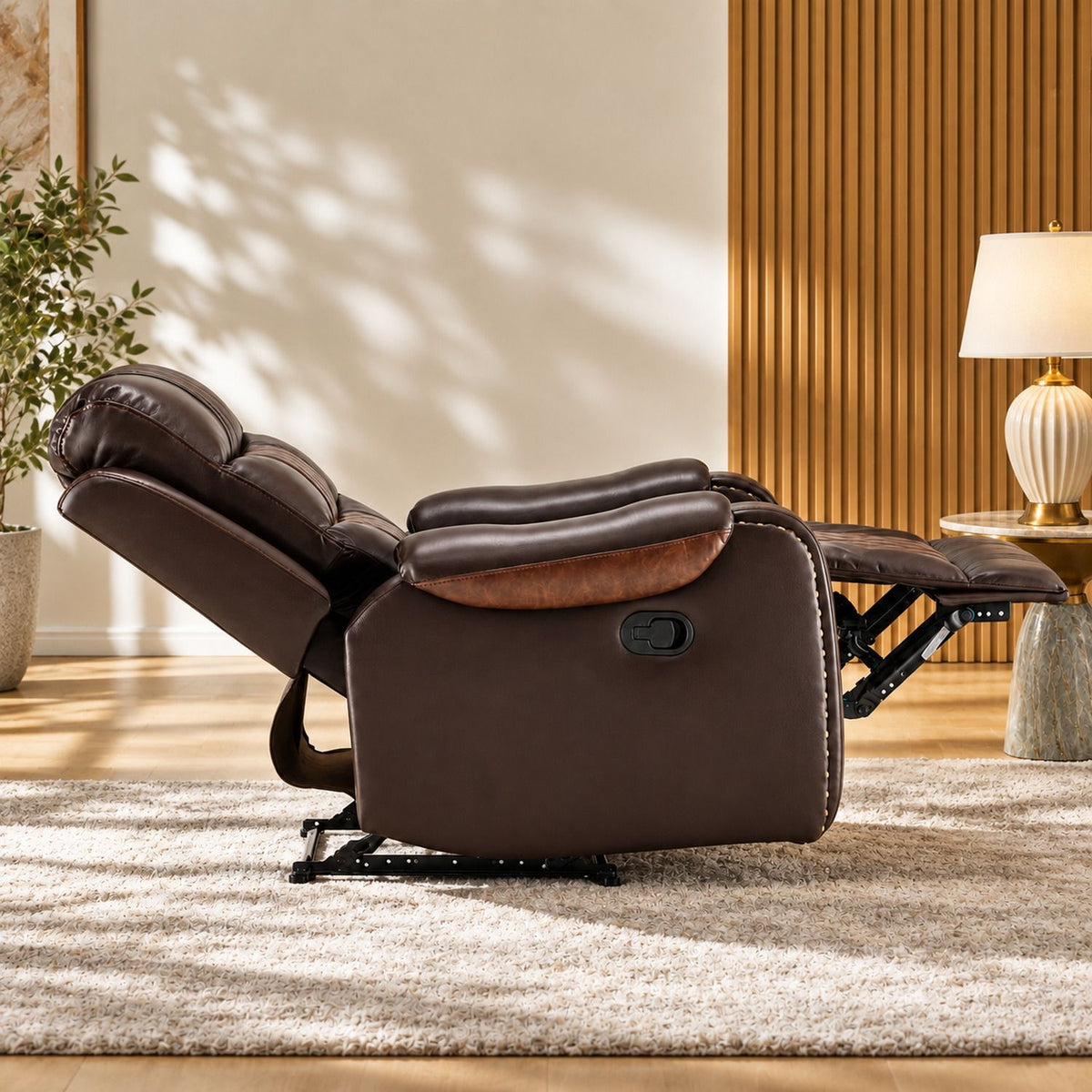 Heated Massage Recliner With Remote Control - Brown