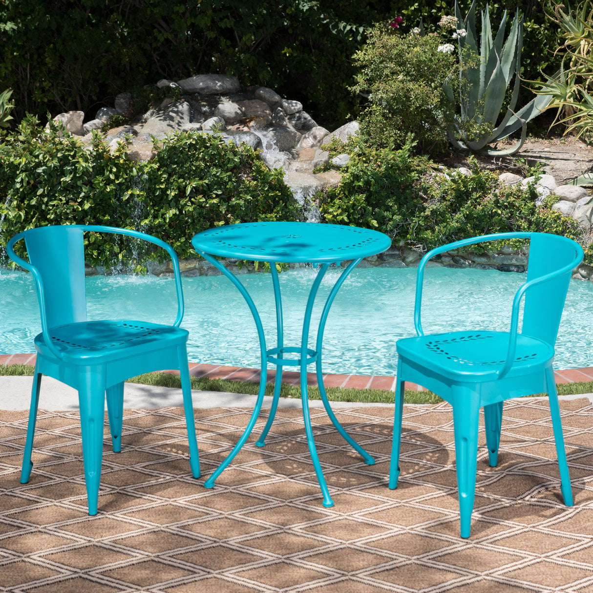 Lourdes - 3 Piece Metal Set - Teal