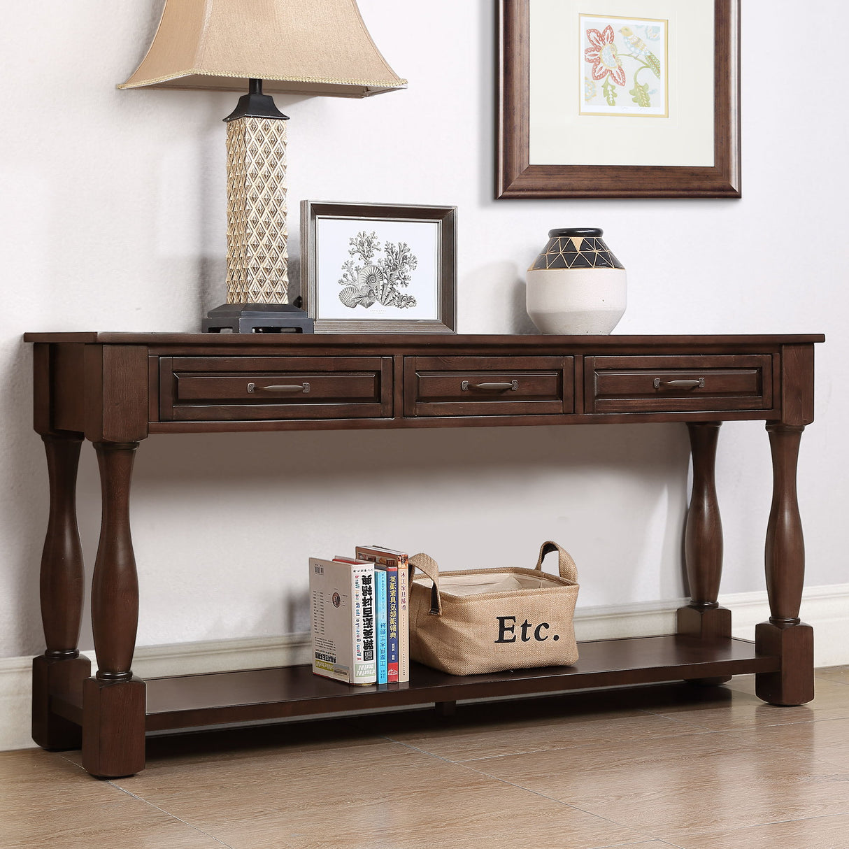 Console Table With 3 Drawers And 1 Bottom Shelf For Entryway - Espresso