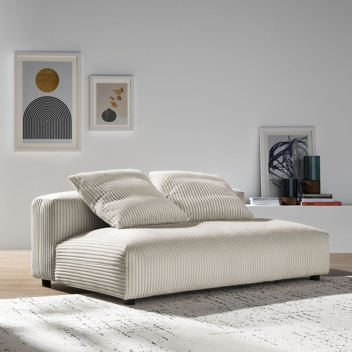 66 Inch Modular Corduroy Upholstered Armless Loveseat - Loveseats available at Alpine Outlets in Denver