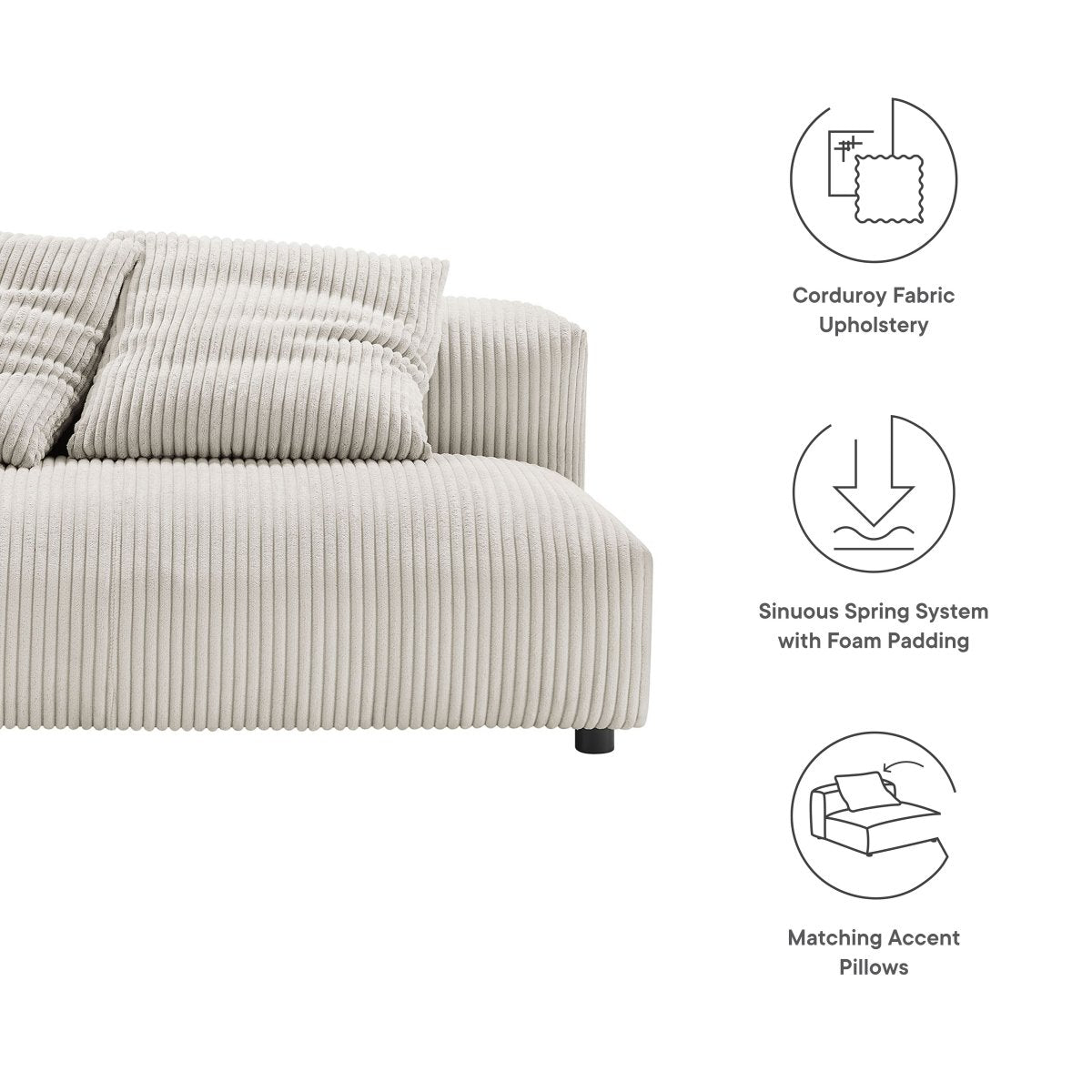 66 Inch Modular Corduroy Upholstered Armless Loveseat - Loveseats available at Alpine Outlets in Denver