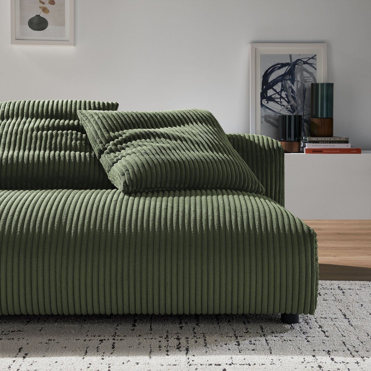 66 Inch Modular Corduroy Upholstered Armless Loveseat - Loveseats available at Alpine Outlets in Denver
