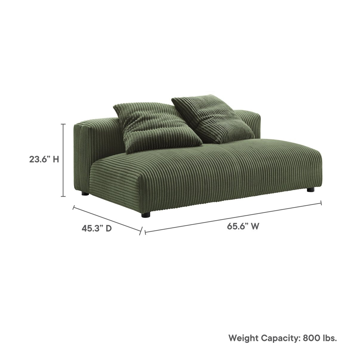 66 Inch Modular Corduroy Upholstered Armless Loveseat - Loveseats available at Alpine Outlets in Denver