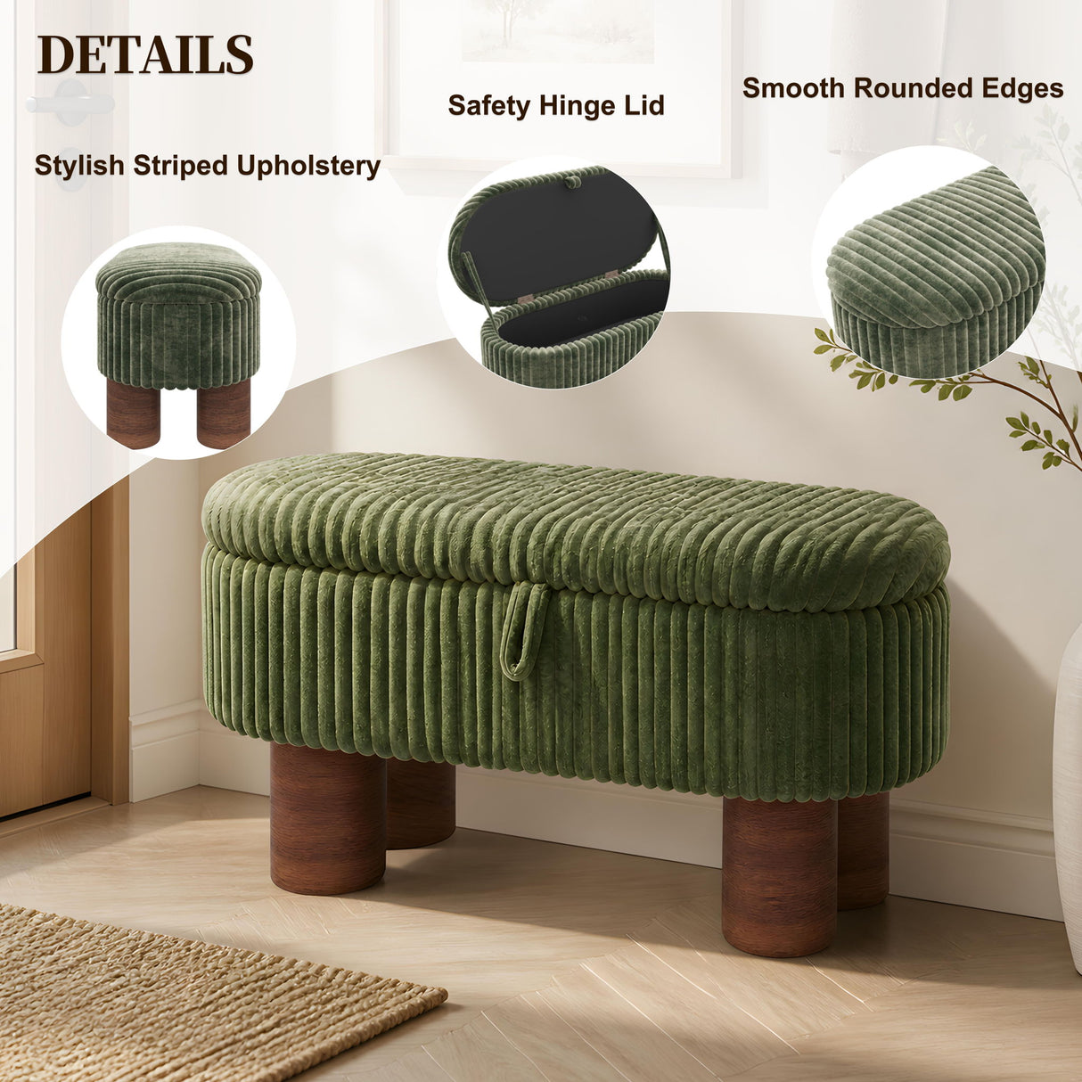 Modern Storage Ottoman Bench For Living Room