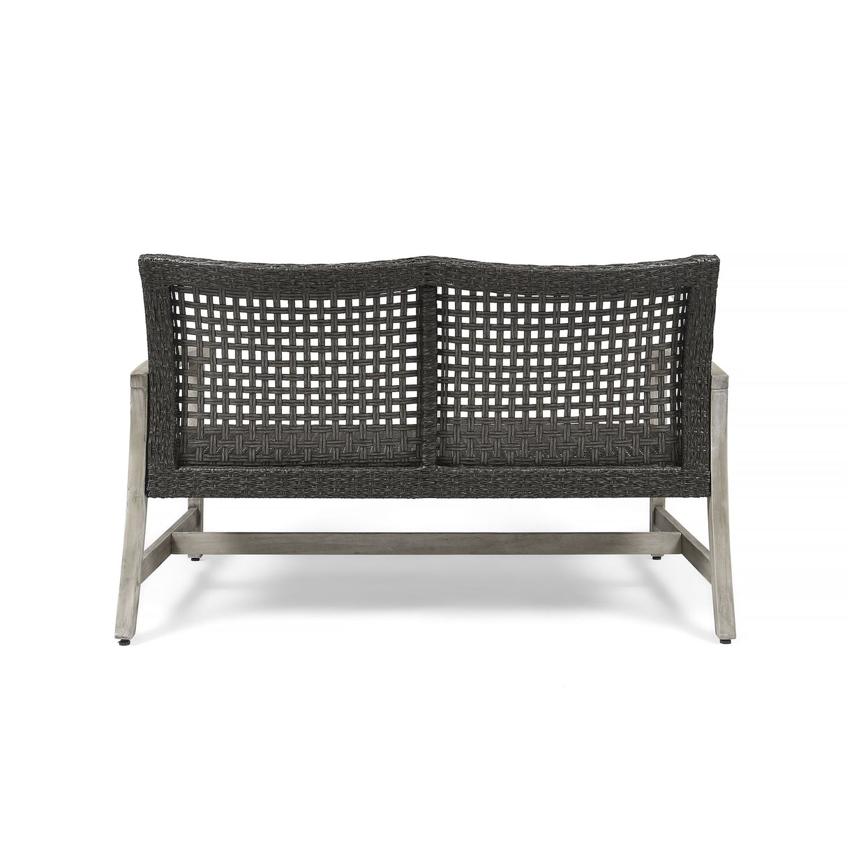 Hampton - Outdoor Wood And Wicker Loveseat - Gray