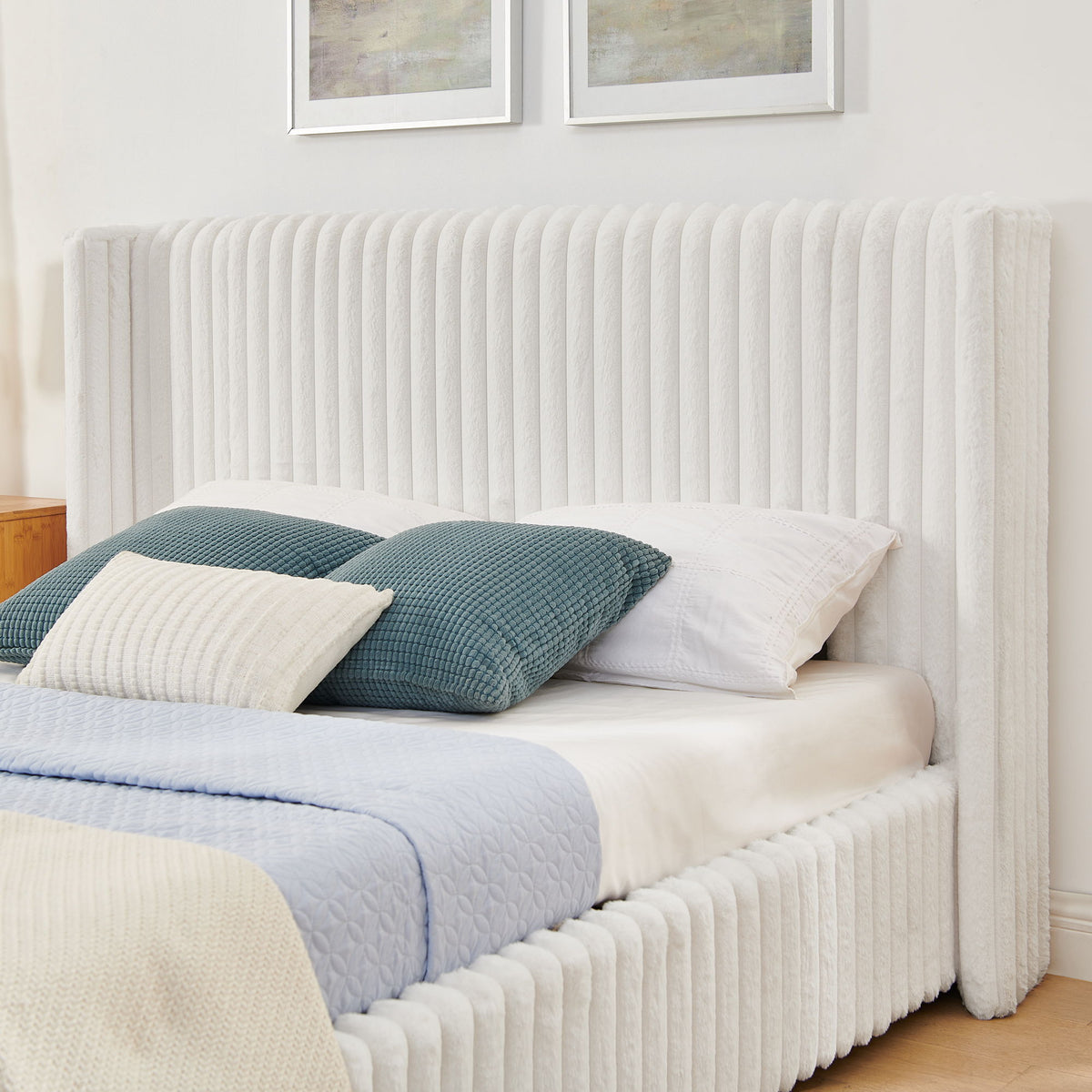 Functional Vertical Striped Bed With Gas Lift Storage