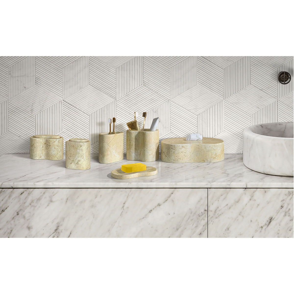 Elegant Natural Marble Bathroom Accessories Set