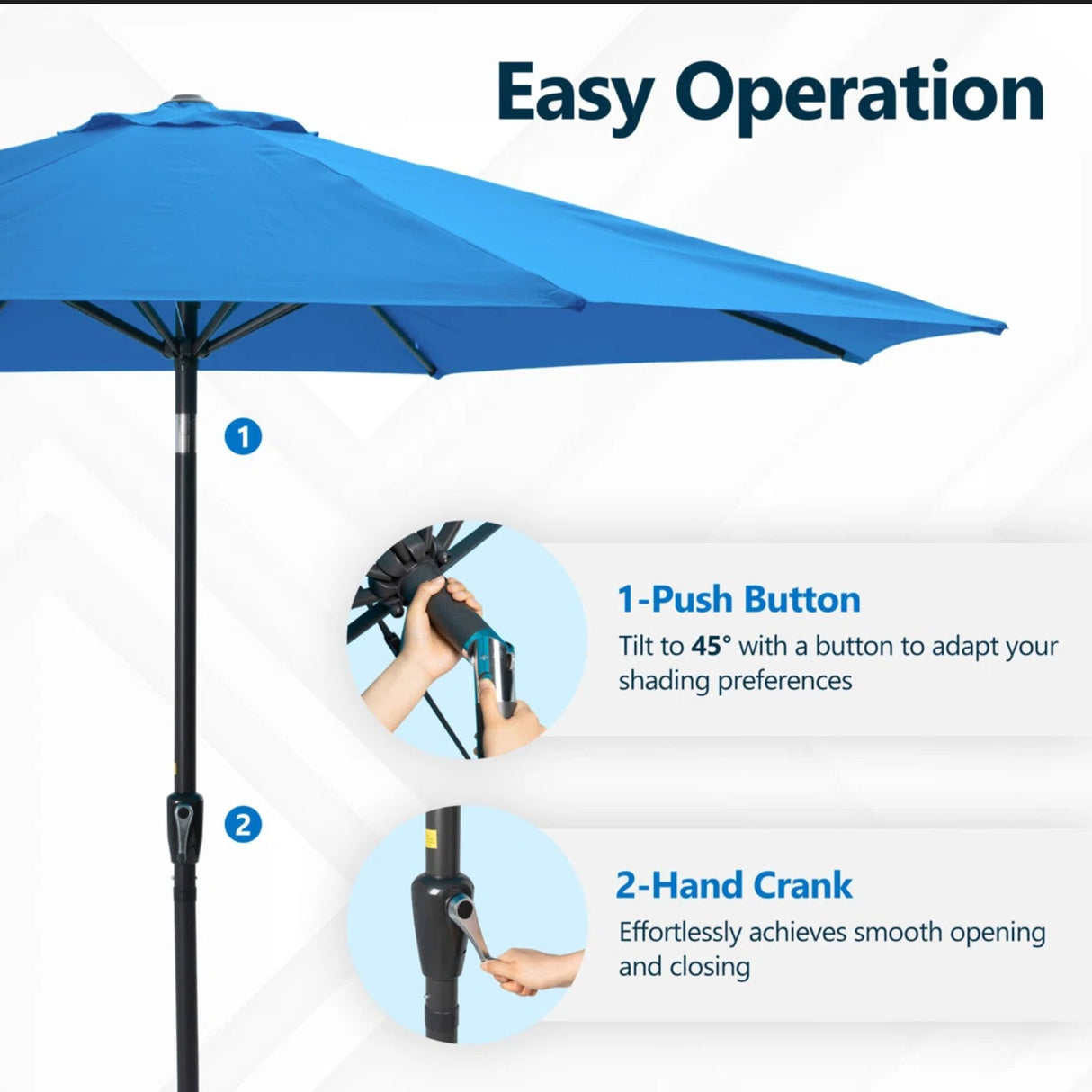 Market Patio Umbrella With Crank Lift And Tilt, UV Resistant Canopy For Pool (Without Base) - Blass