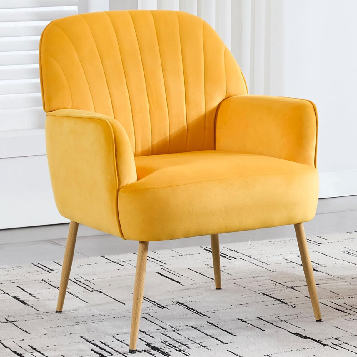 Accent Upholstered Armchair For Living Room - Yellow