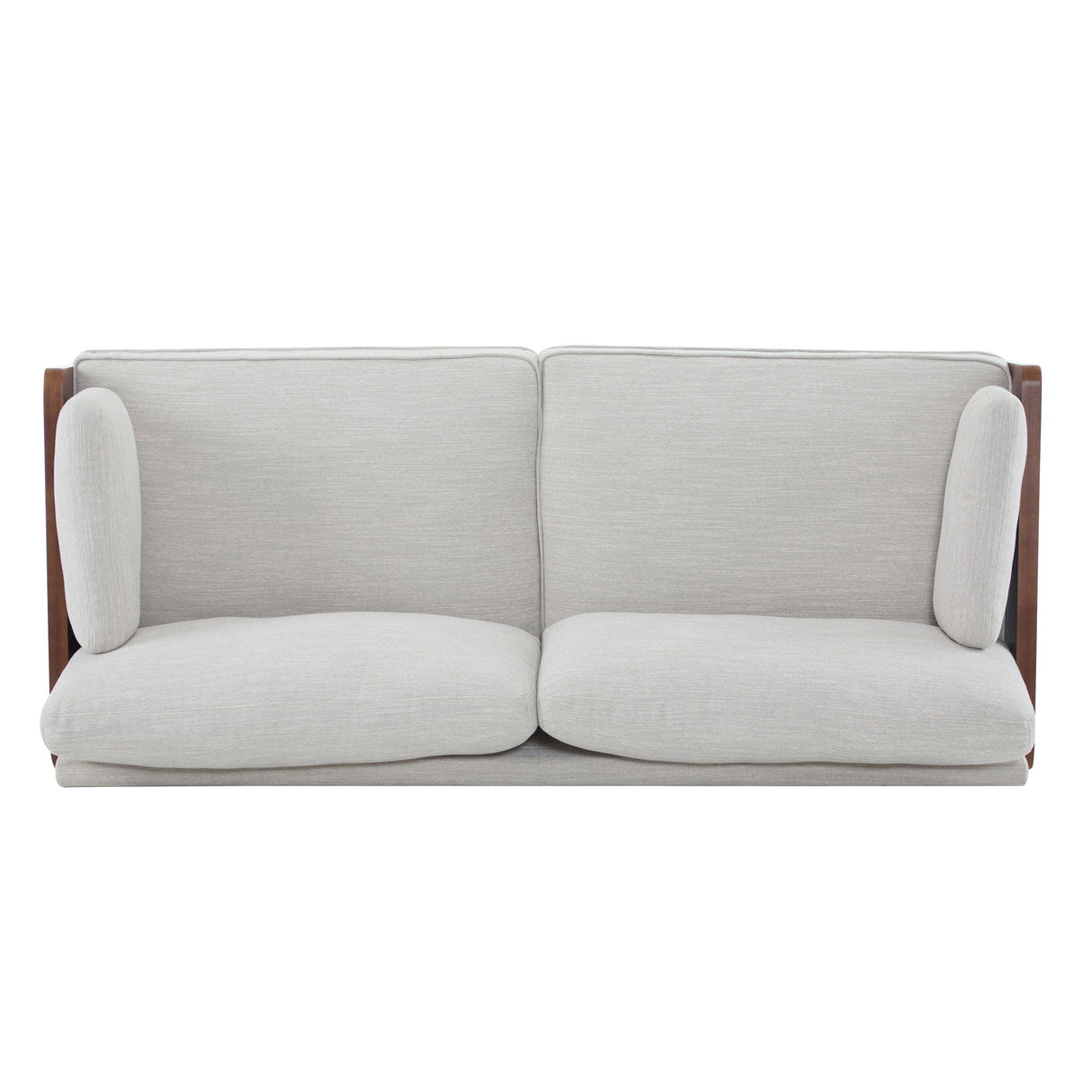 Sofa With Wood Sides And Rounded Legs - Beige