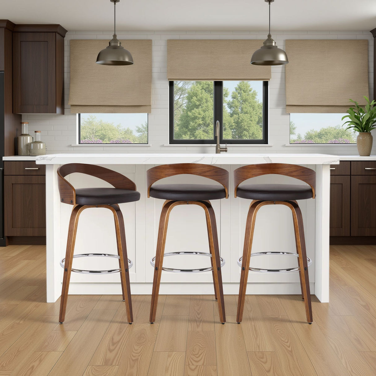 Sonia - 26" Counter Height Swivel Bar Stool - Walnut Wood