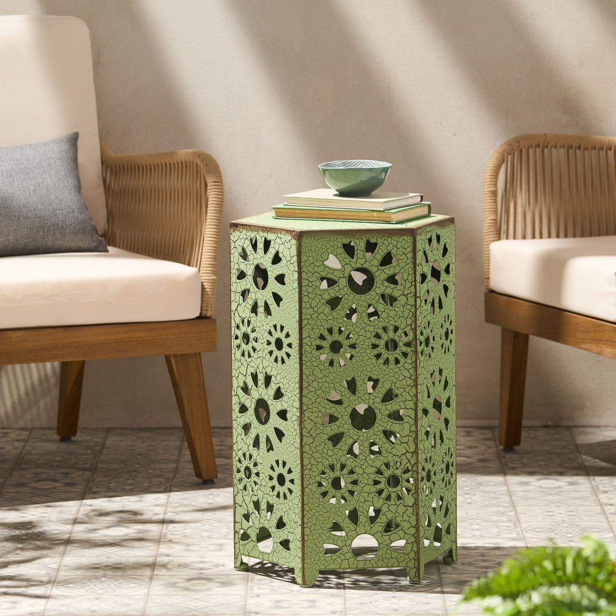 Galore - Side Table With Sunburst Cut Out Design