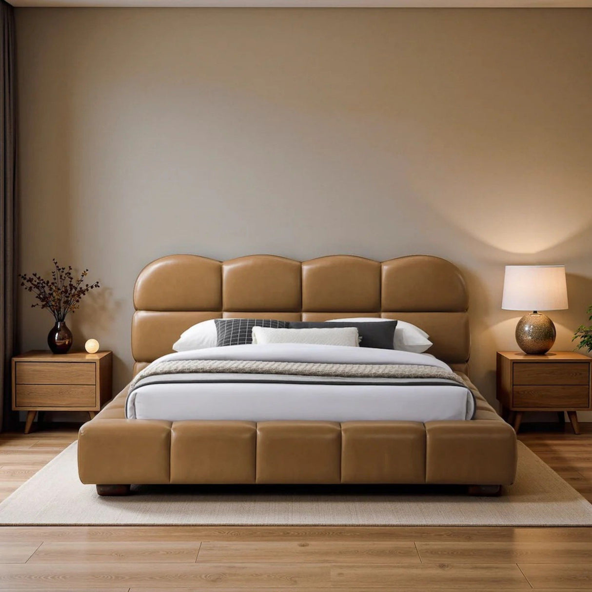 Roswell - Queen Size Platform Bed - Tan