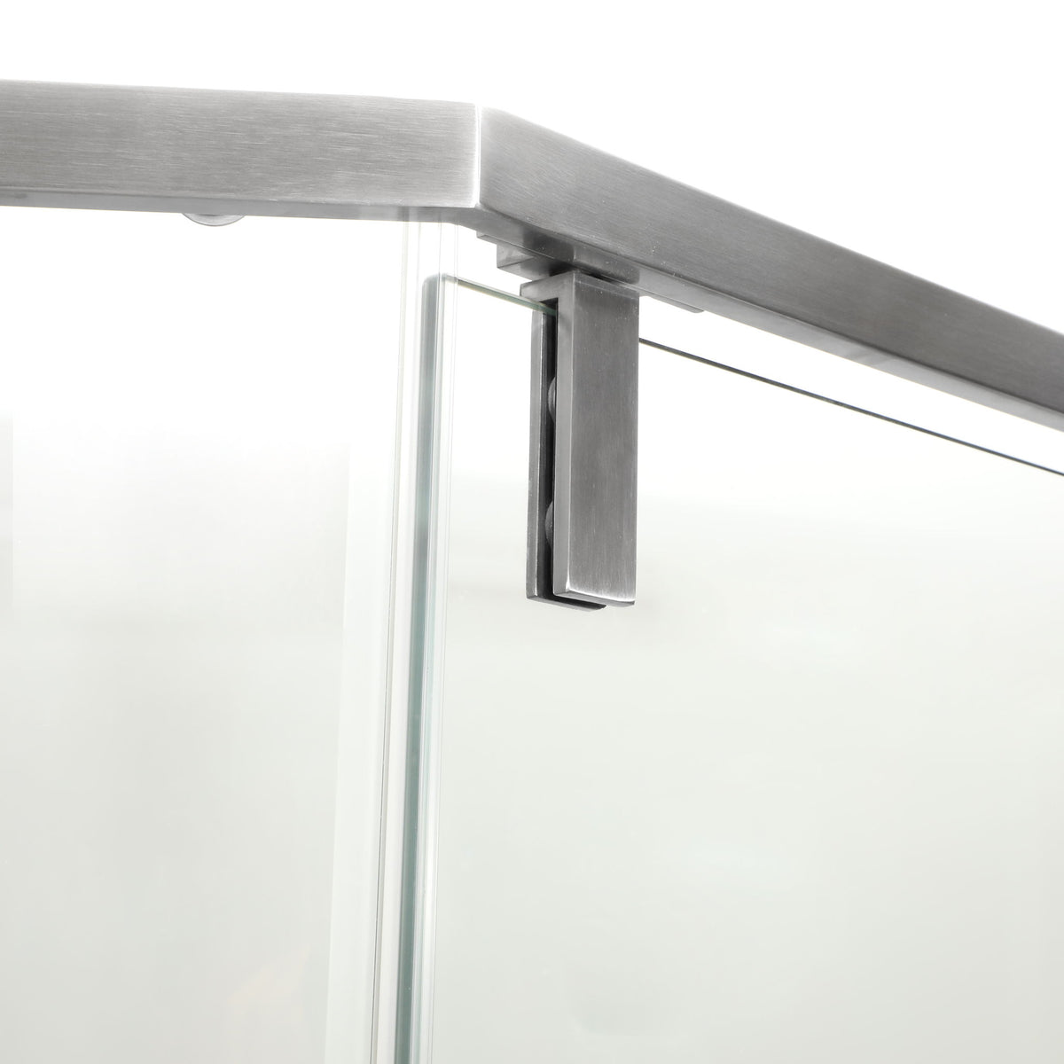 Semi Frameless Neo Angle Hinged Shower Enclosure With Clear Tempered Glass - Brushed Silver
