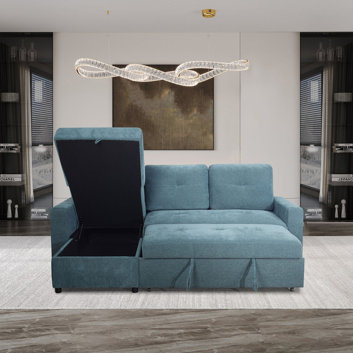 Greer Green Pop-Up Sleeper Loveseat