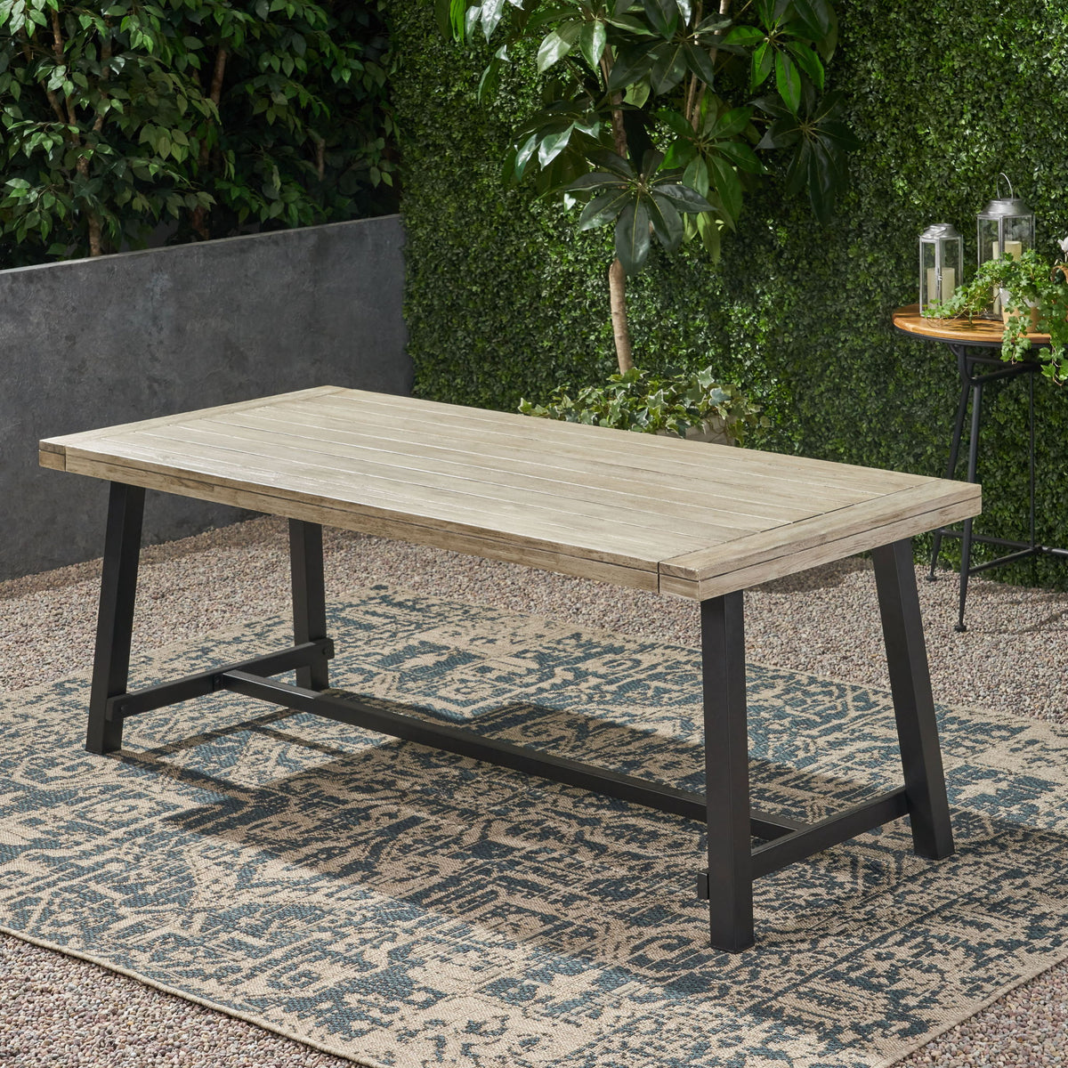 Equilibrium - Outdoor Dining Table With Wooden Frame And Slat Top