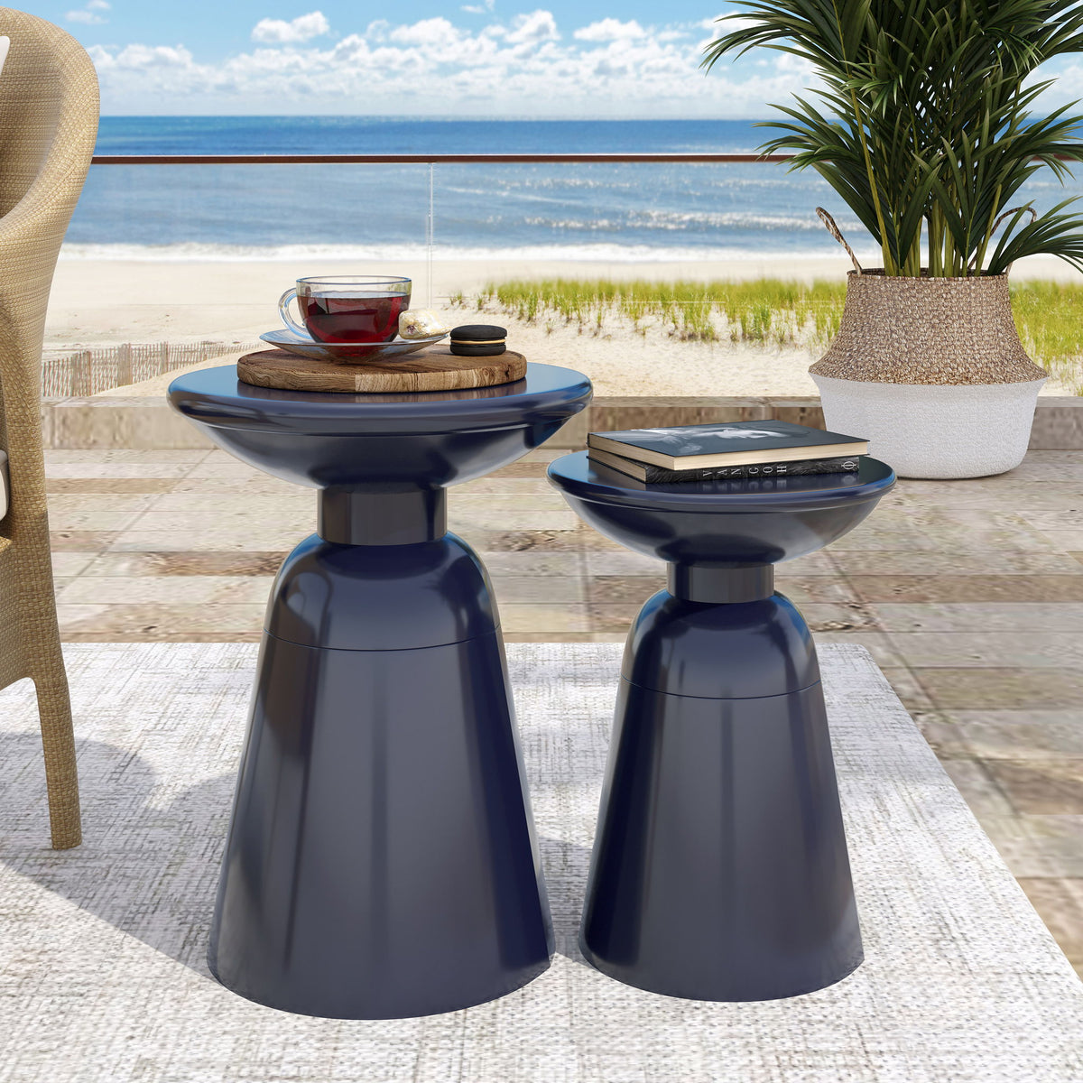 Serenita - Outdoor Side Tables With Flared Design (Set of 2)