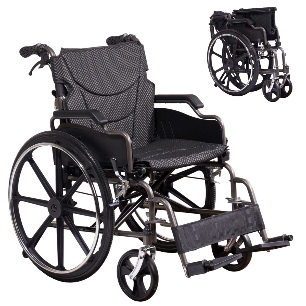 Heavy-Duty Manual Wheelchair For Adults With Double X Force Support