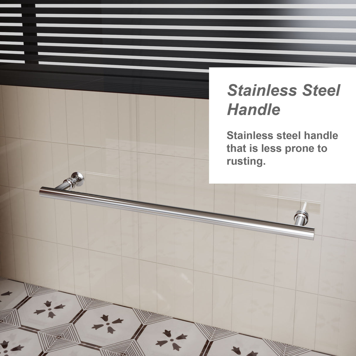 Pivot Shower Door With Handle, 1 / 4" Thick - Chrome