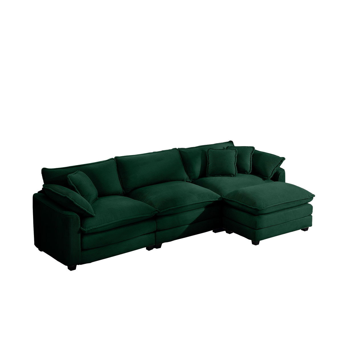 Modern Modular Cushion Sofa With Ottoman, Low Back, Deep Seating Sofa Set