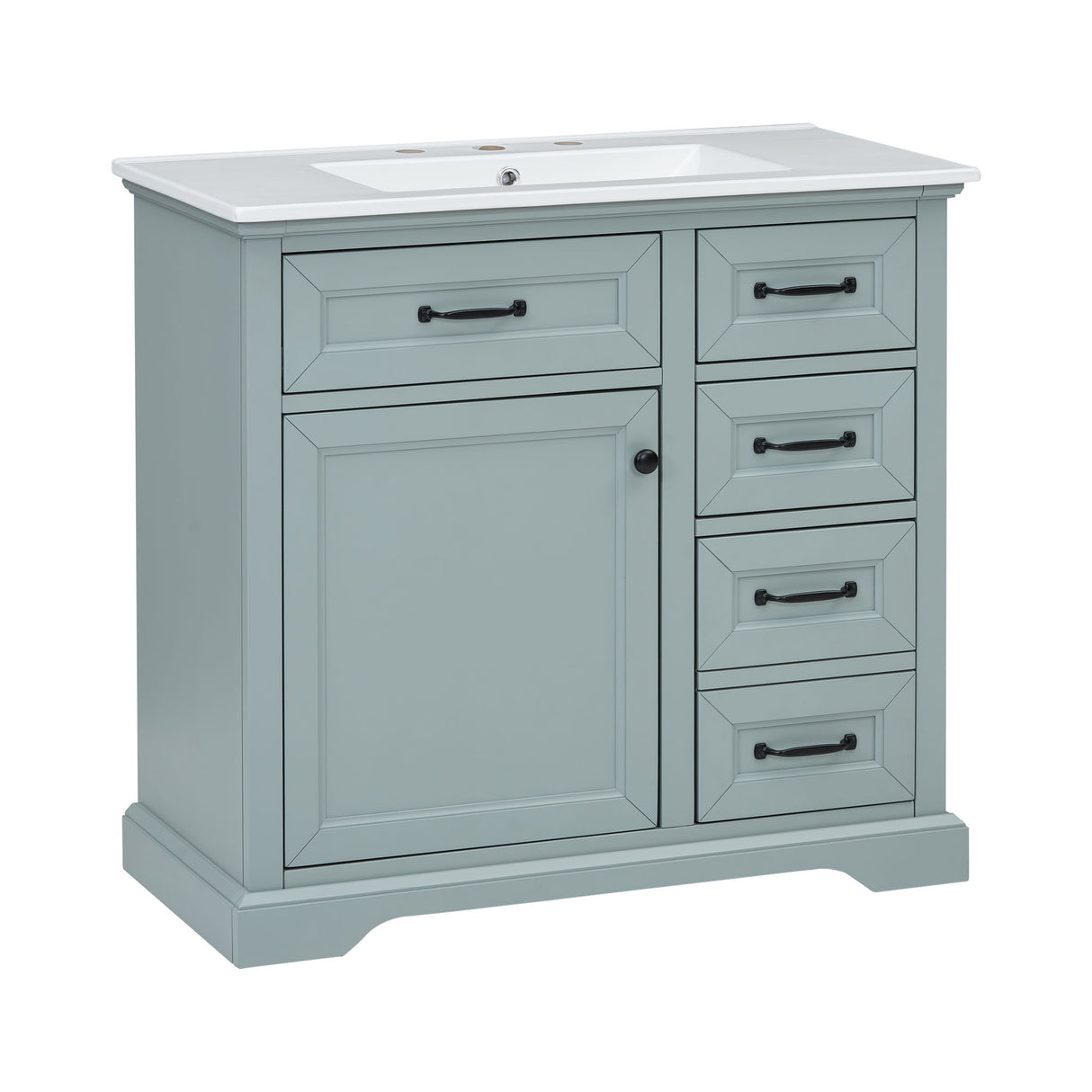 36" Bathroom Vanity With Sink, 2 Tip-Out Drawers, Soft Close Hinges