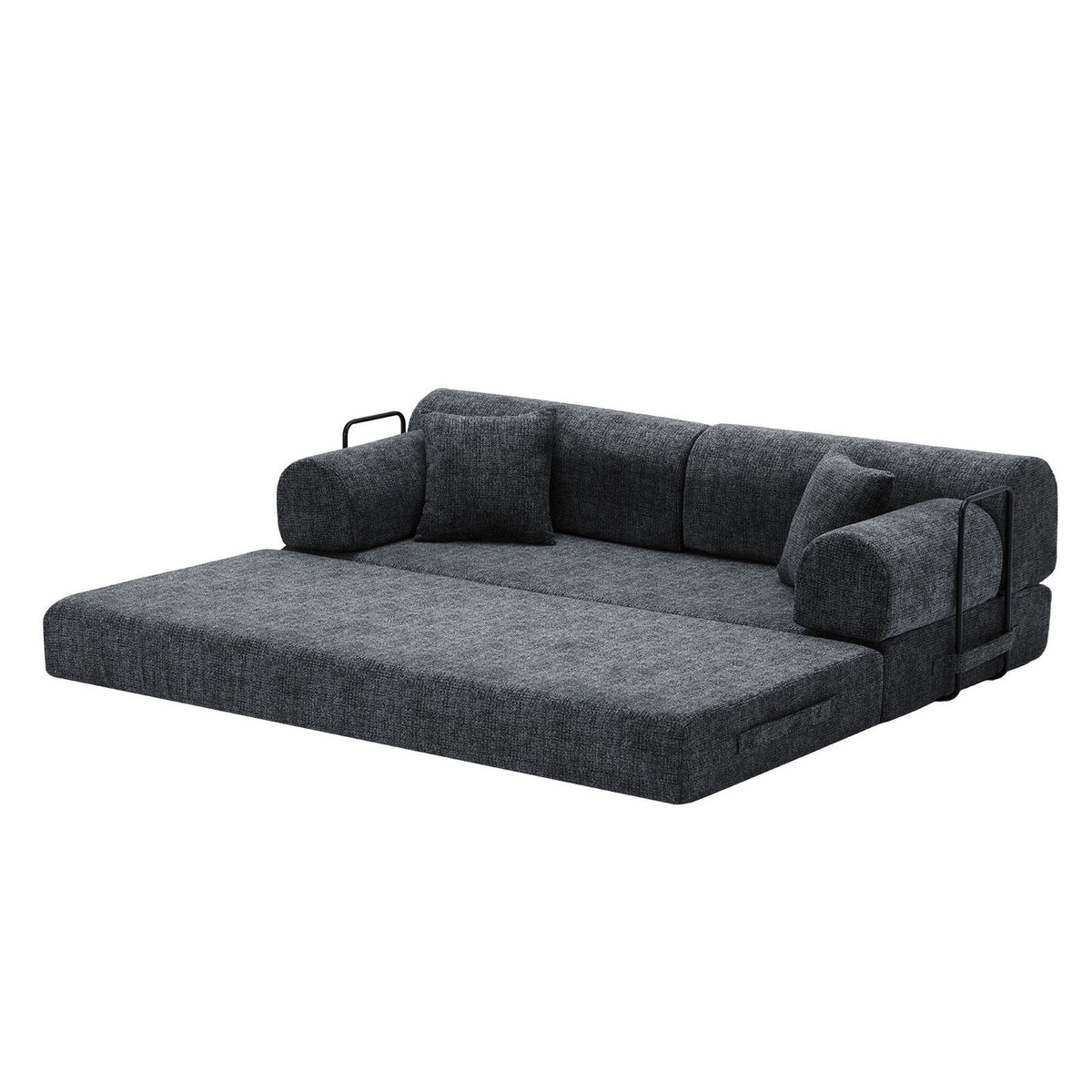 Convertible Sleeper Sofa Bed, Folding Mattress Couch With Fixed Shape For Living Room - Black