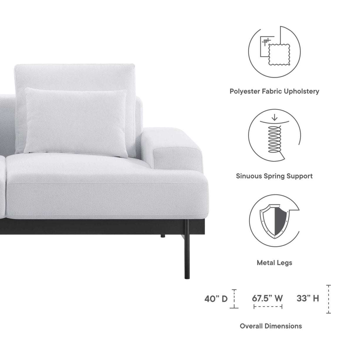 68 Inch Modern Upholstered Fabric Loveseat - Loveseats available at Alpine Outlets in Denver