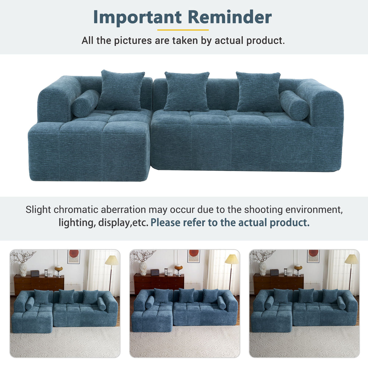 Sectional Free Combined Sofa With 2 Side Pockets