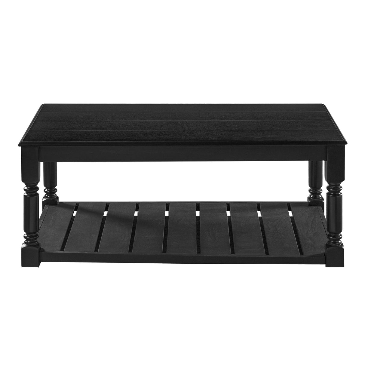 Coffee Table With Slatted Lower Shelf For Living Room