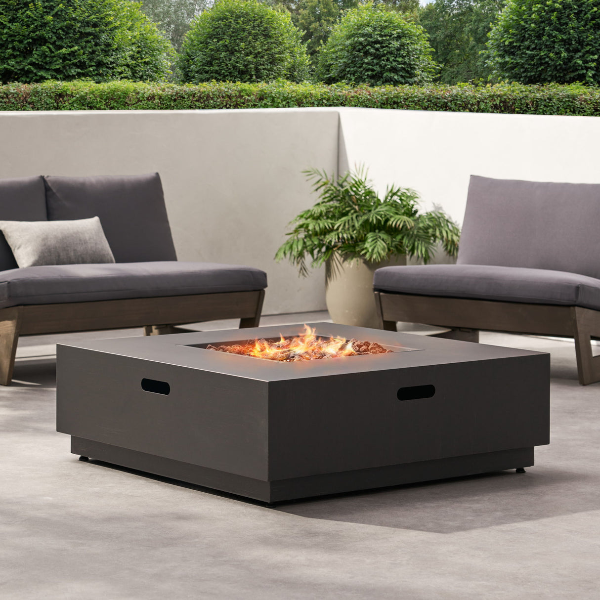 Modern Square Fire Pit Table Outdoor Heater Iron 50000 BTU 39x13in