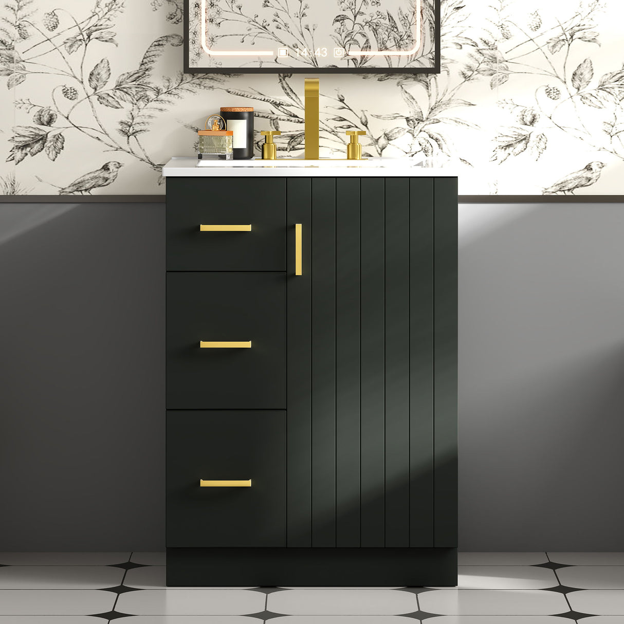 Bathroom Vanity With Under Mount Sink, 2 Drawers And Soft Closing Door