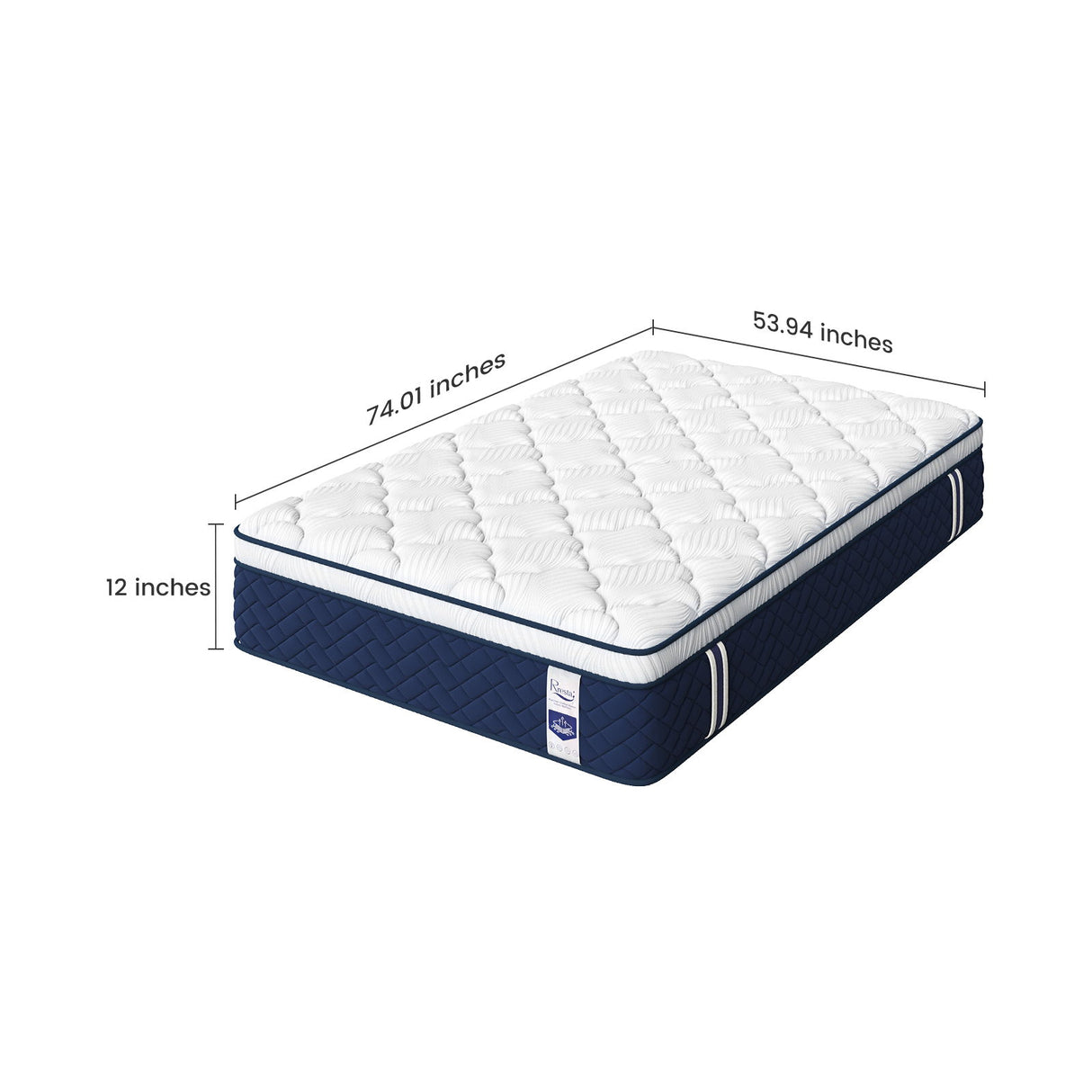 Rresta Hotel Collection - 12" Medium Firm Hybrid Mattress With 5 Zone Support For Back & Hip Relief, Fiber Free, Certipur Us Certified