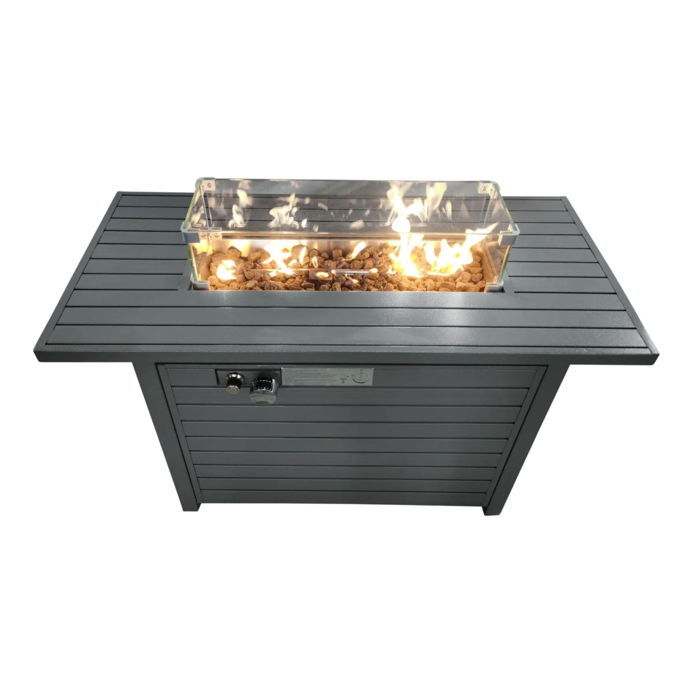 Propane Fire Pit Table Outdoor Heater Dual Function Steel 42x25in Gray