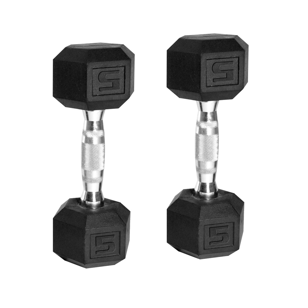 CAP Rubber Hex Dumbbell Set with 5 lb pair