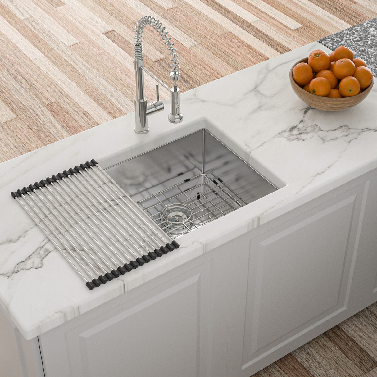 Modern Undermount Stainless Steel Kitchen Sink 16 Gauge, Deep Single Bowl