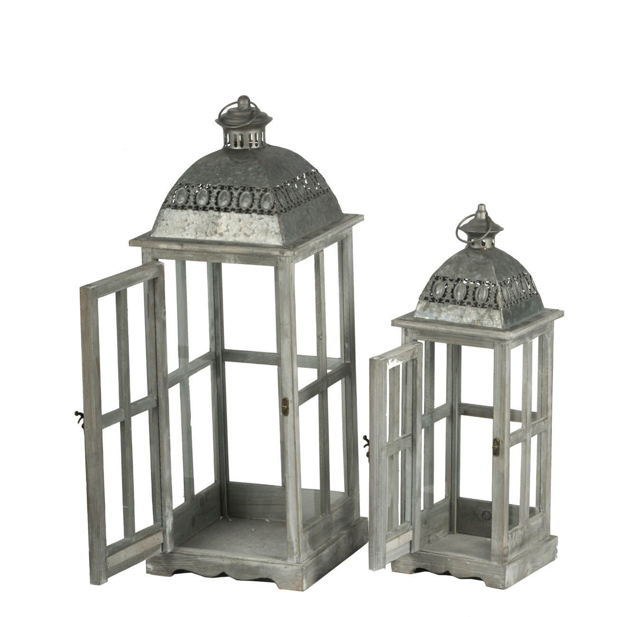 Wooden Candle Lantern Decorative, Hurricane Lantern Holder Decor For Indoor Outdoor, Home Garden Wedding - Gray - Lanterns - Alpine Outlets