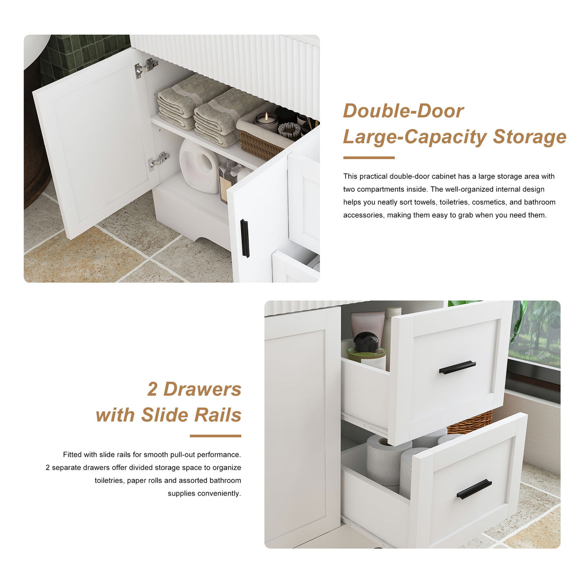 Modern Bathroom Vanity With 2 Drawers