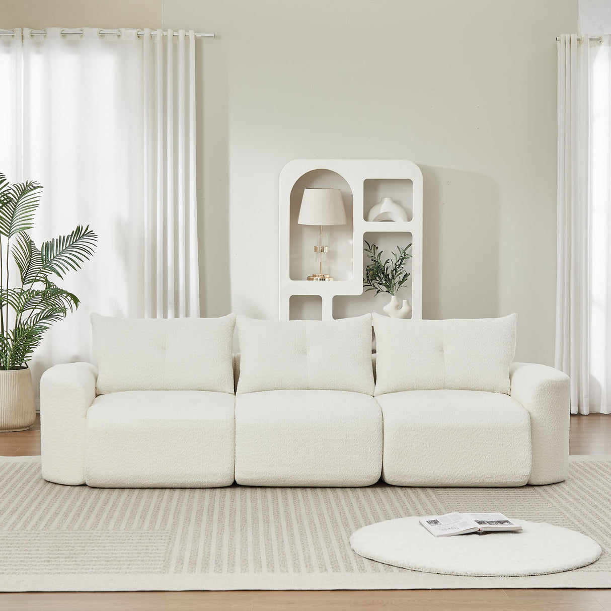 3 Seater With Thickened Armrests Sofa For Living Room