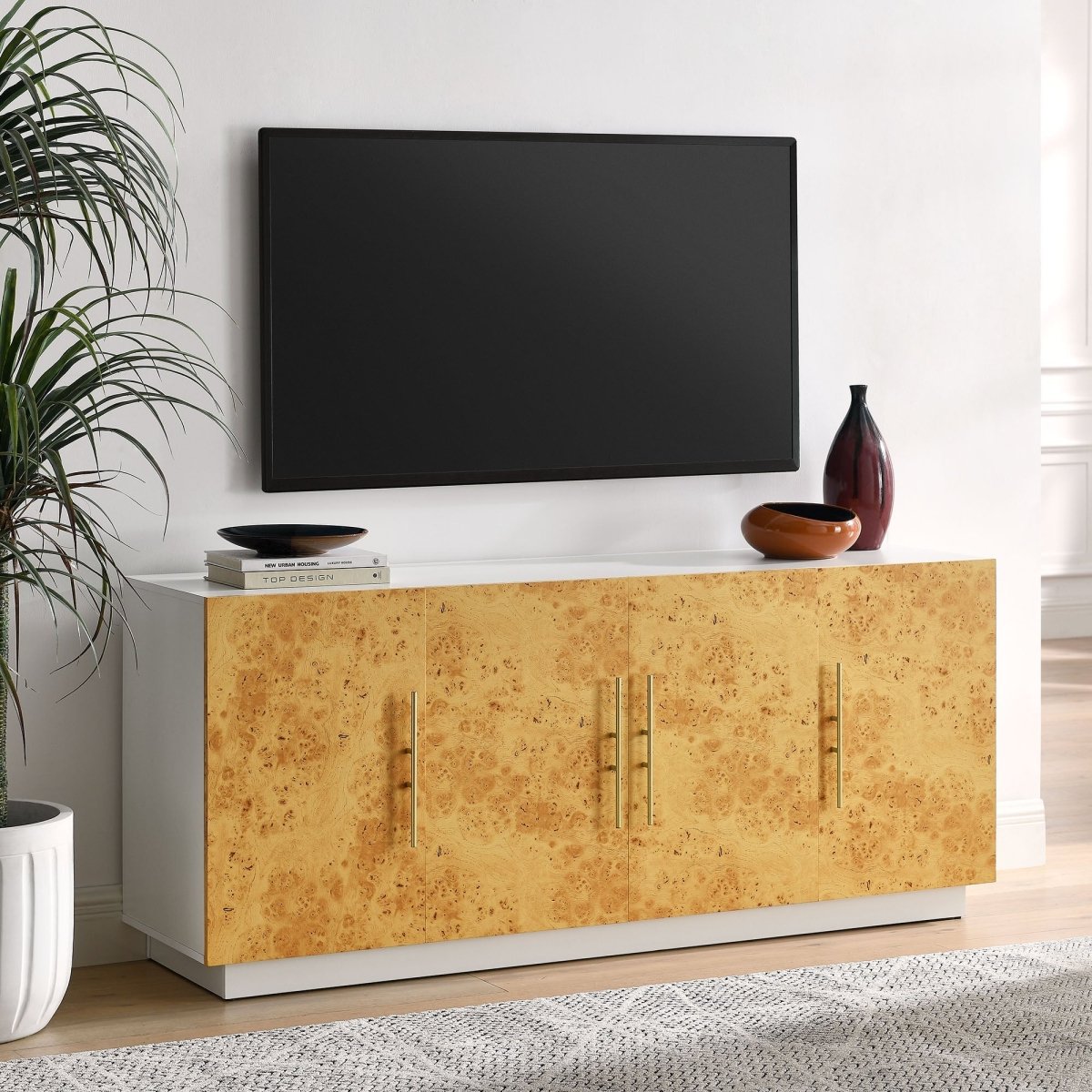 69 Inch Burl Wood Sideboard Buffet TV Stand - TV Stands available at Alpine Outlets in Denver