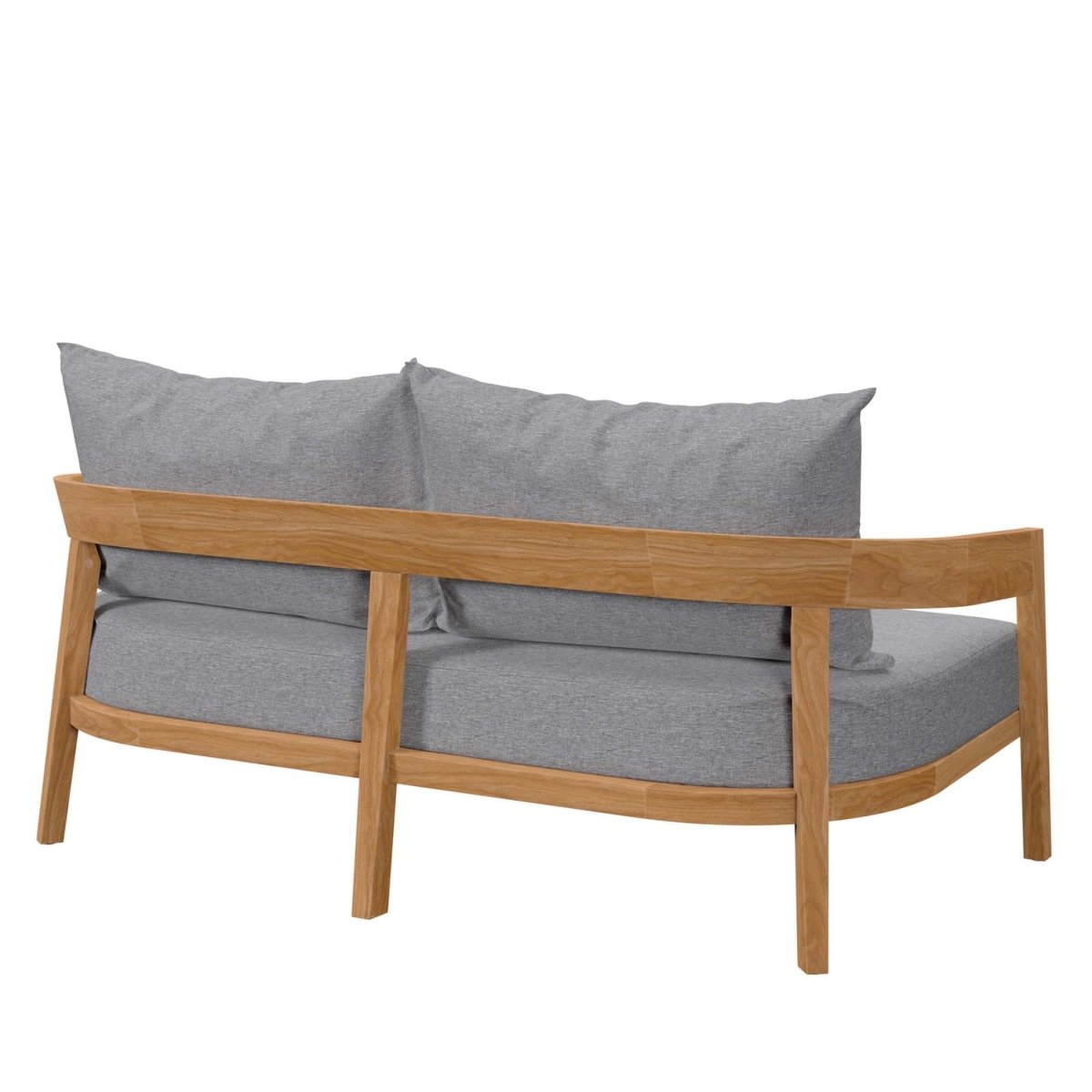 69" Natural Teak Wood Outdoor Patio Loveseat with Gray Cushions - Outdoor - Alpine Outlets