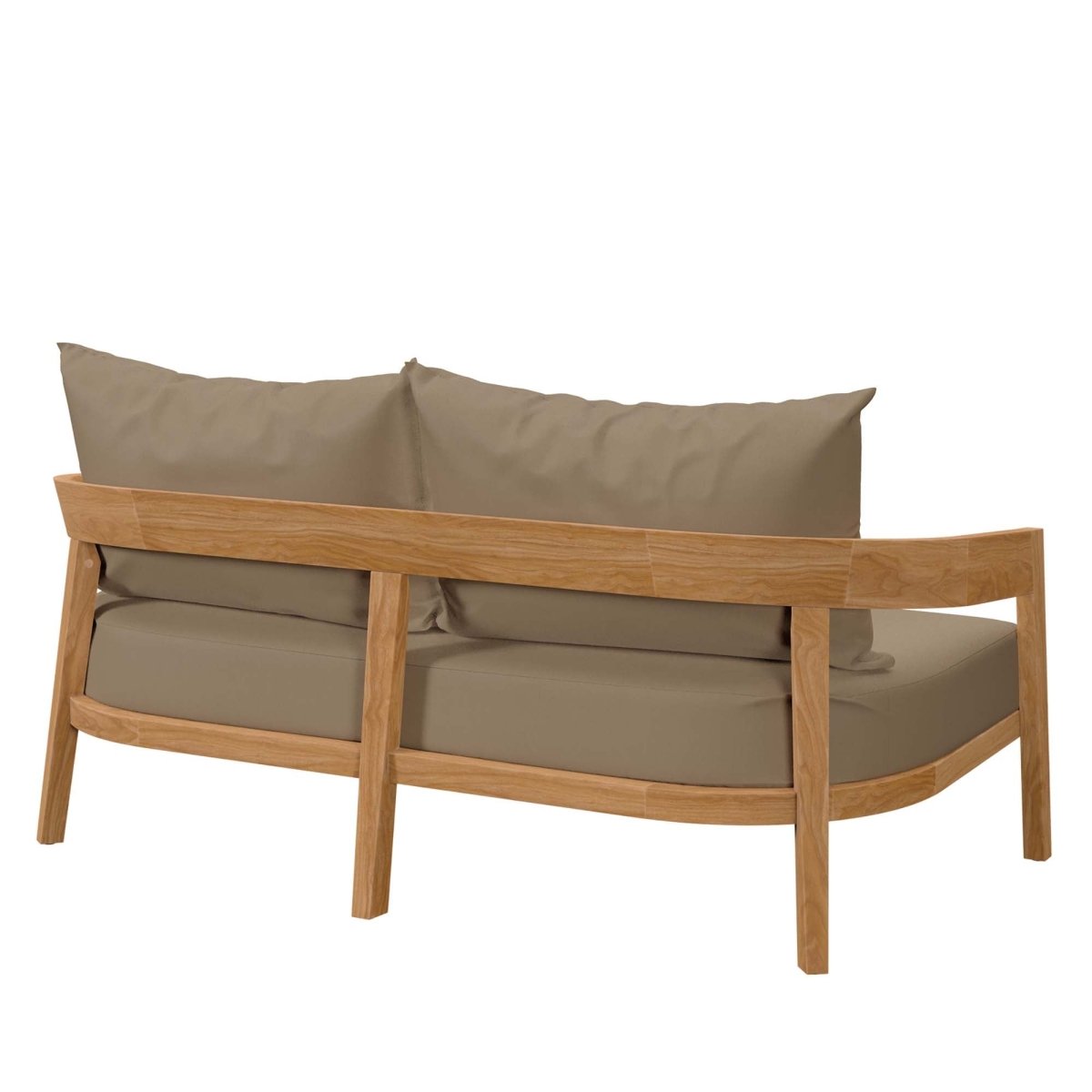 69" Natural Teak Wood Outdoor Patio Loveseat with Light Brown Cushions - Outdoor - Alpine Outlets