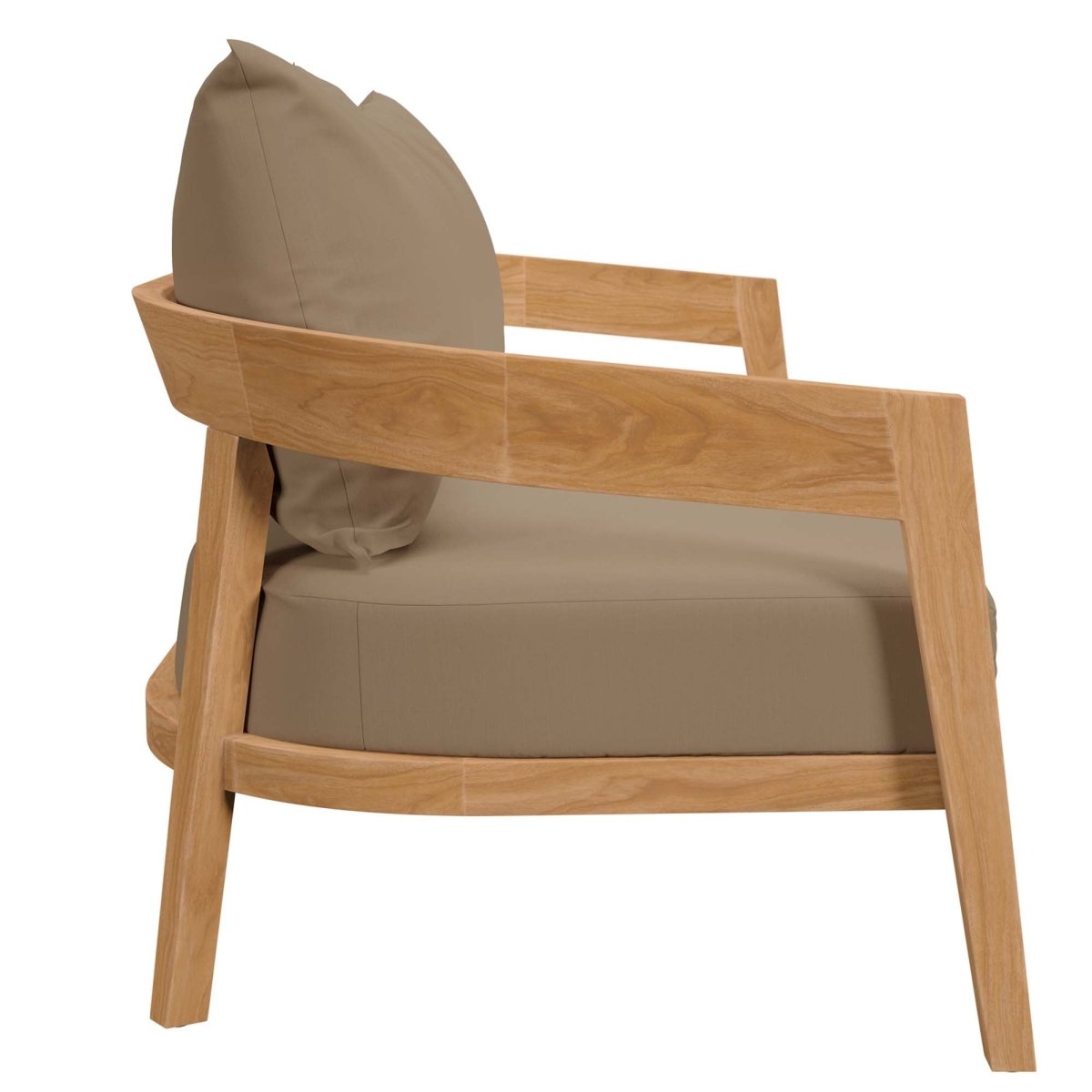69" Natural Teak Wood Outdoor Patio Loveseat with Light Brown Cushions - Outdoor - Alpine Outlets