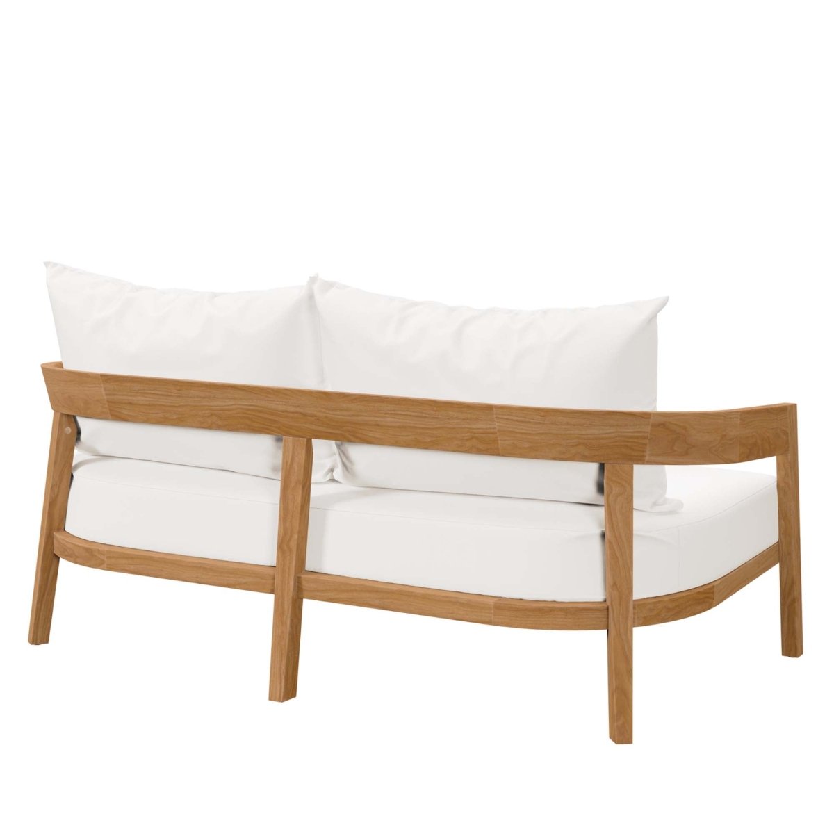69" Natural Teak Wood Outdoor Patio Loveseat with White Cushions - Outdoor - Alpine Outlets