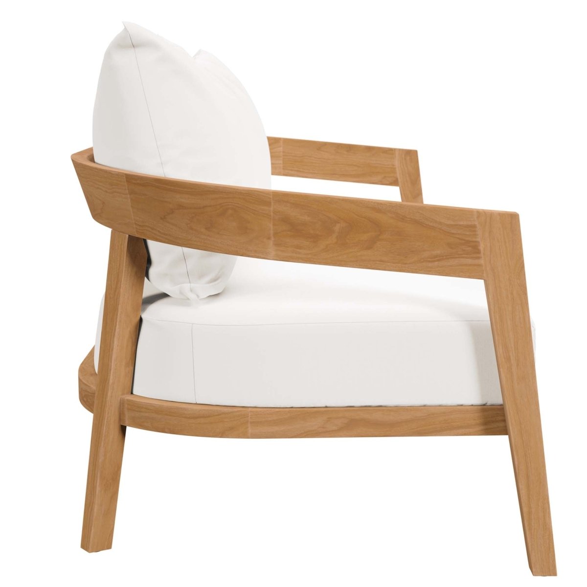 69" Natural Teak Wood Outdoor Patio Loveseat with White Cushions - Outdoor - Alpine Outlets
