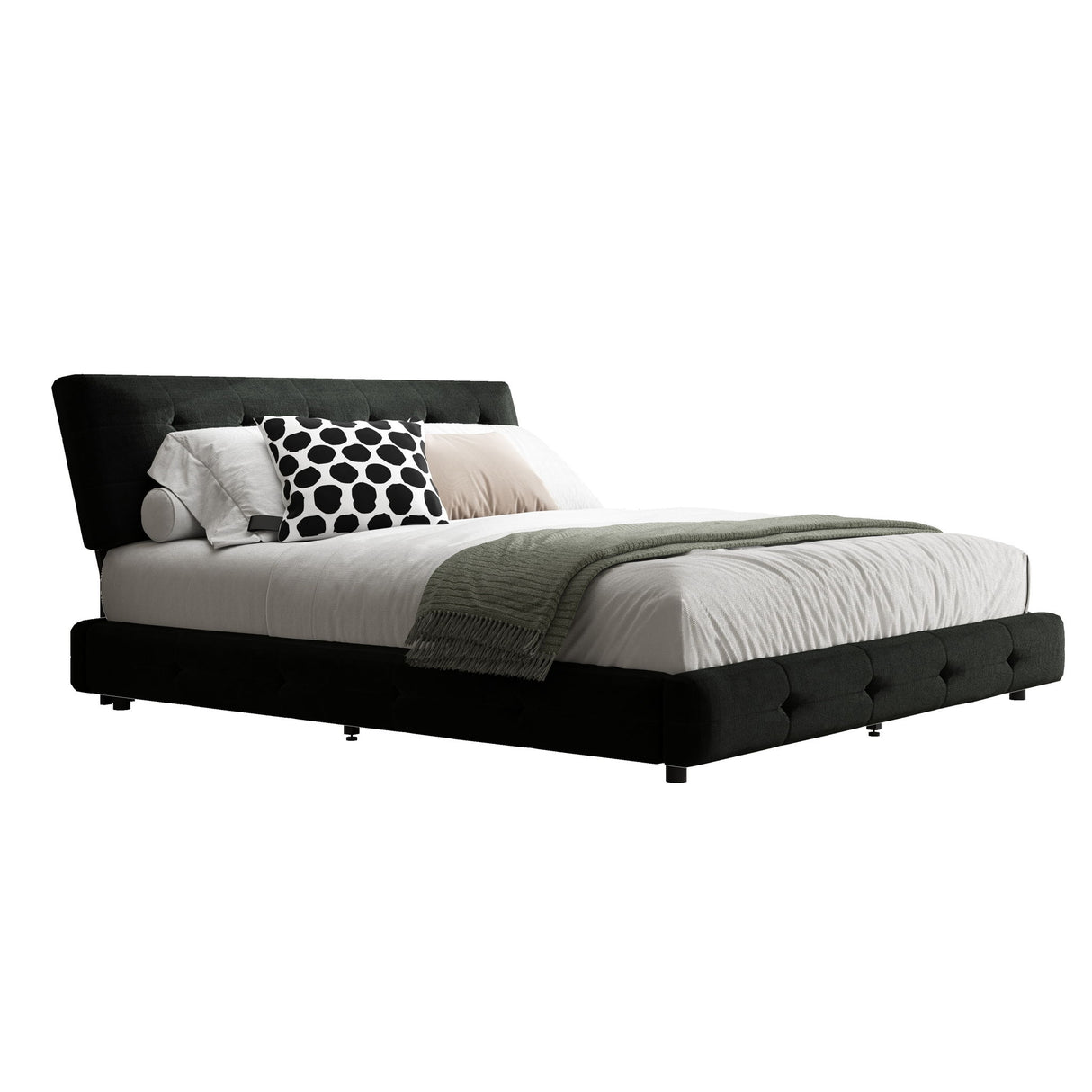 Tufted Headboard With Extra-Large Ultra-Soft Cloud Pillow Design